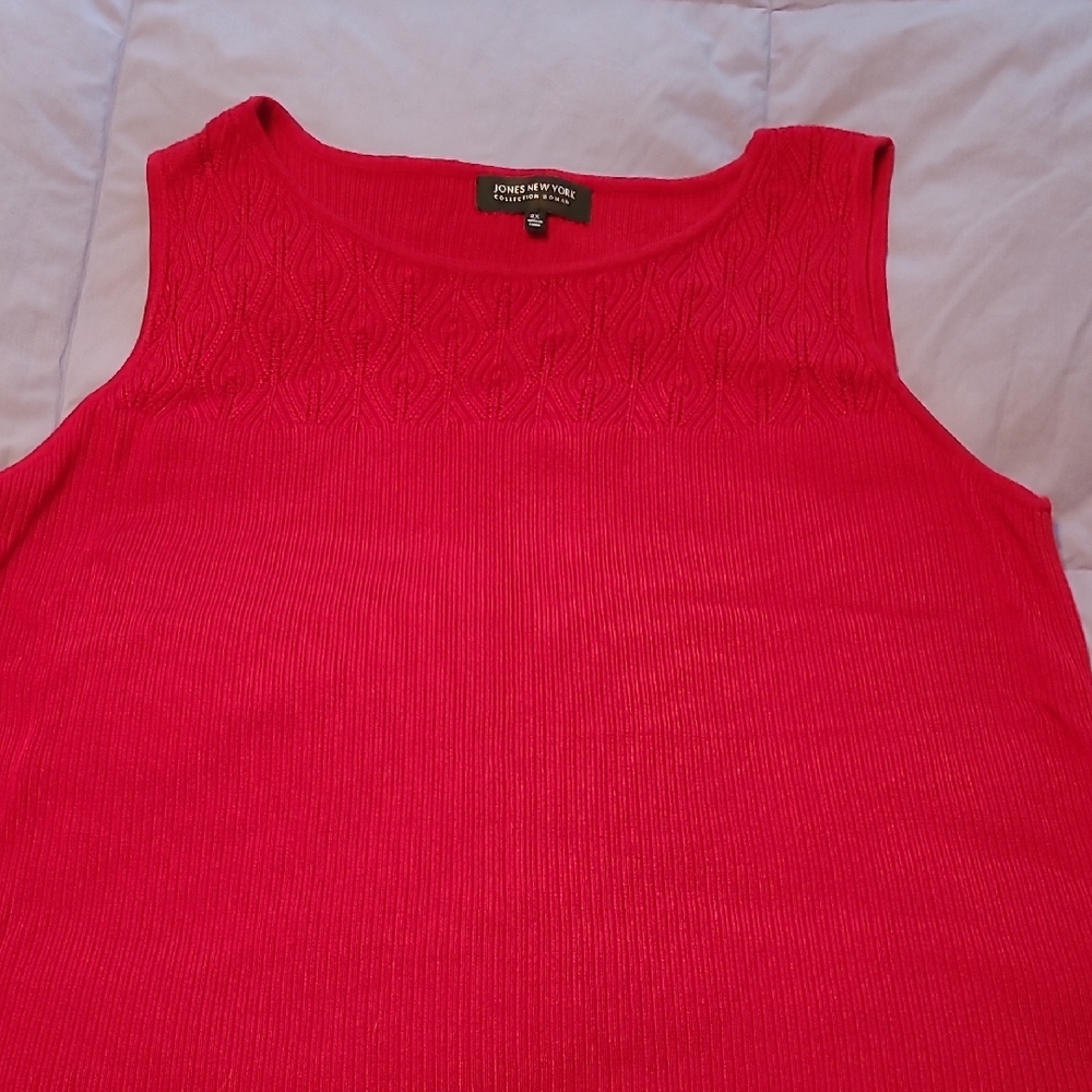Jones New York Red Sleeveless Tank Top